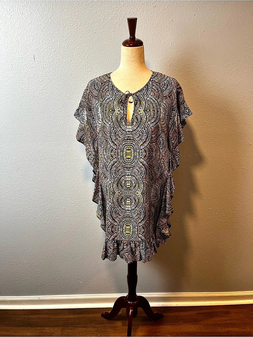 Marie Oliver Mini Dress in  Blue & Yellow Size Small